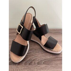 Wedge Sandals Espadrille Women Size 7.5 Tommy Hilfiger Yazzi Black MSRP $79